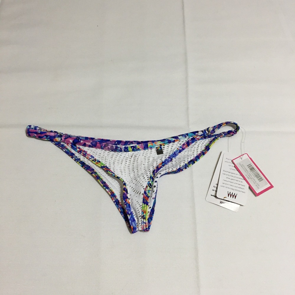 Wicked Weasel 229 Cheeky Bikini Bottom Women Small Multi White Mesh NWT